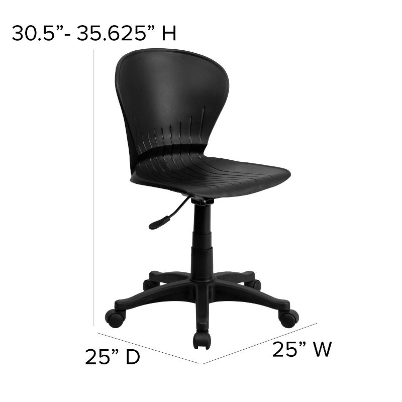 Flash Furniture Mid-Back Black Plastic Swivel Task Office Chair, 4 of 12