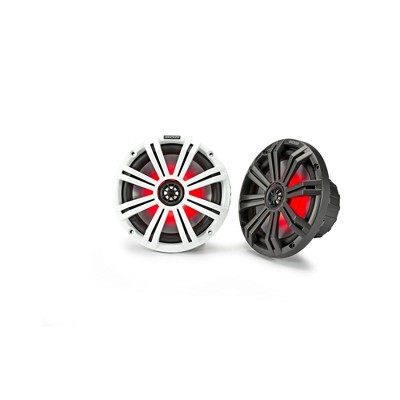 Kicker KM8 8-Inch (200mm) Marine Coaxial Speakers with 1-Inch (25mm) Tweeters, LED, 4-Ohm,Charcoal and White Grilles