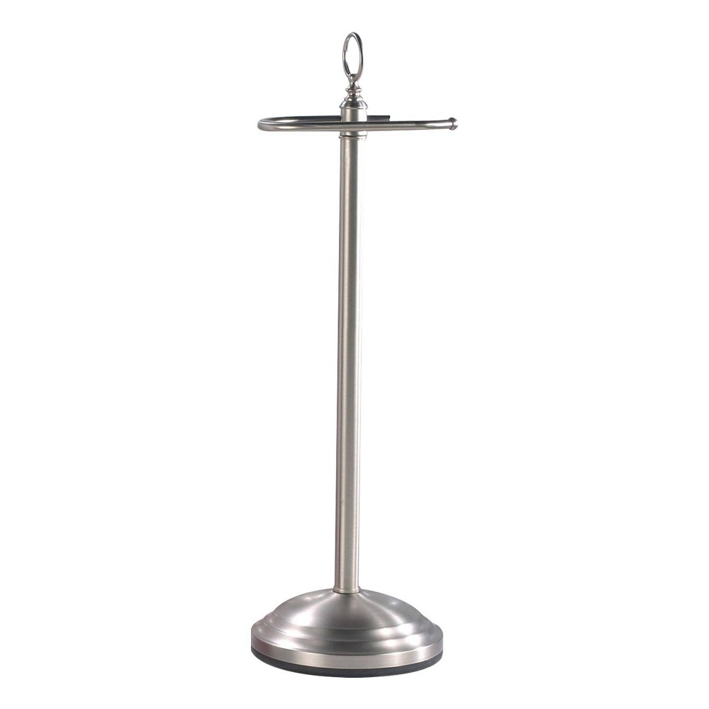 Nu Steel Freestanding Toilet Tissue Holder Brushed Nickel : Microfiber, Machine Washable, Non-Slip Backing