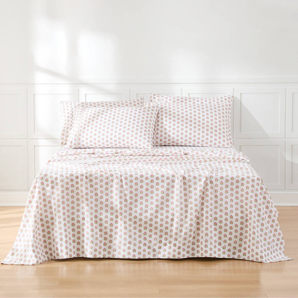 Lush D&#233;cor Full 6pc Prisha Floral Sheet Set Peach