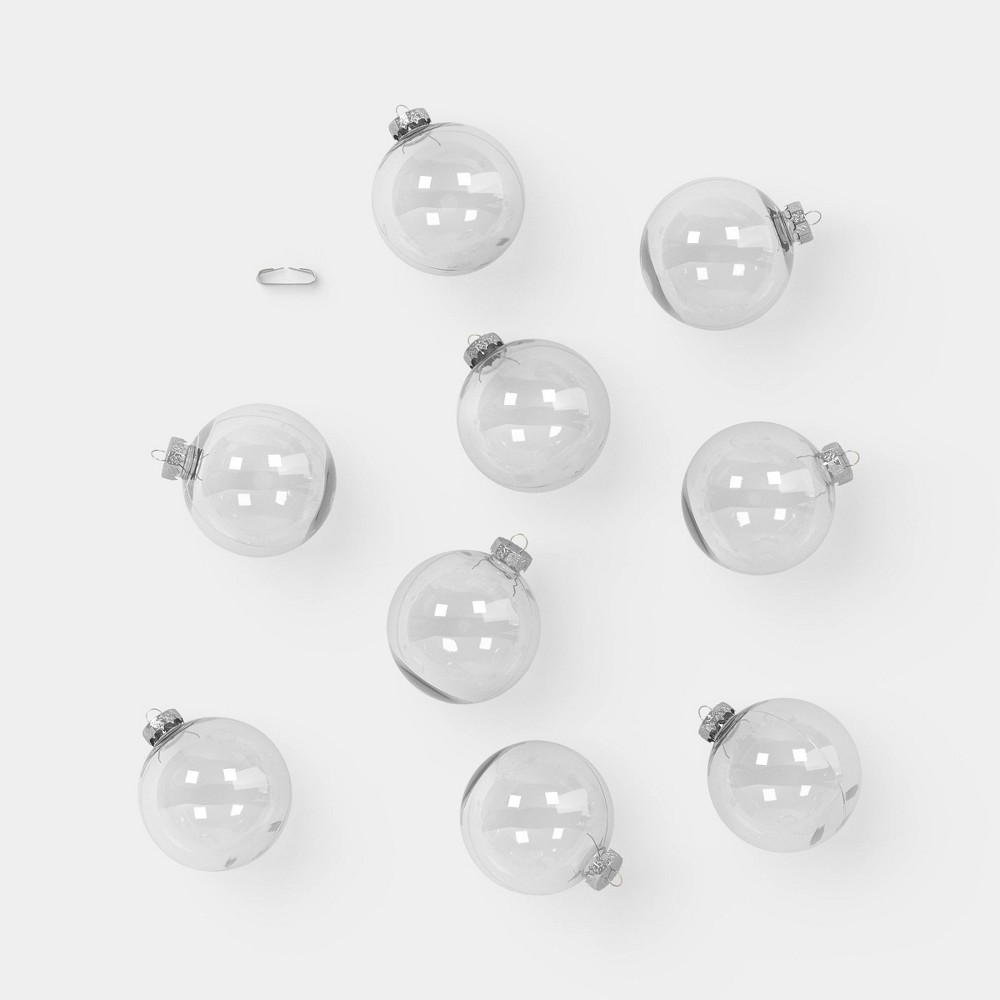 9ct Shatter-Resistant Round Christmas Tree Ornament Set Clear - Wondershop™