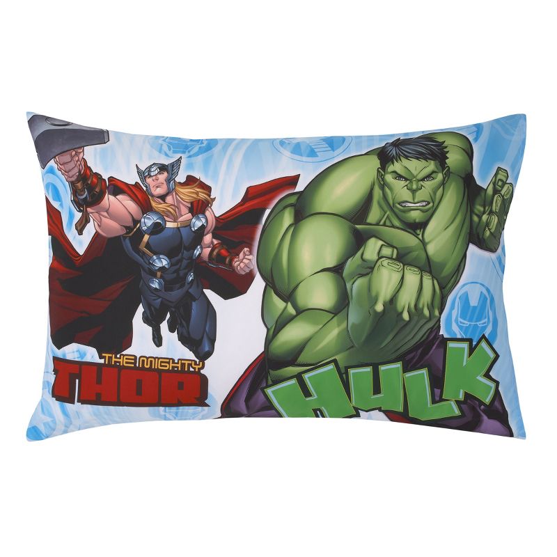 Marvel The Avengers I Am A Hero Blue, Green, Red, and Yellow 4 Piece Toddler Bed Set, 5 of 7