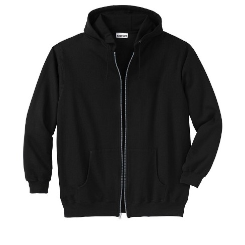 Zip Front Fleece Jacket-Cotton /Spandex Blend, Black, X-Large