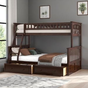 Merax Convertible Twin over Full Bunk Bed with Built-in Storage Drawers - 1 of 4