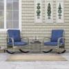 Resenkos 3 Pieces Wicker Patio Furniture Set, A Square Garden Table And Two Rocking Chairs, Gray - 3 of 4
