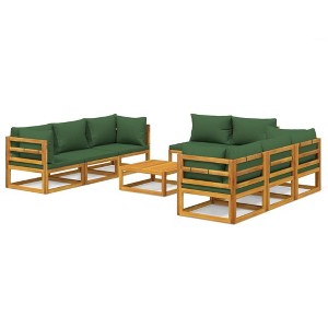 vidaXL Garden Lounge Set Green, Wood Solid Acacia wood, Polyester Medium - 1 of 4
