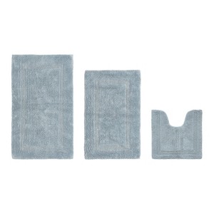 Lux Premium 100% Cotton  Ultra-Soft Tufted Solid Reversible 3 Piece Bath Rug Set, Water-Absorbent, Durable, Machine Washable Bathroom Rug - 1 of 4