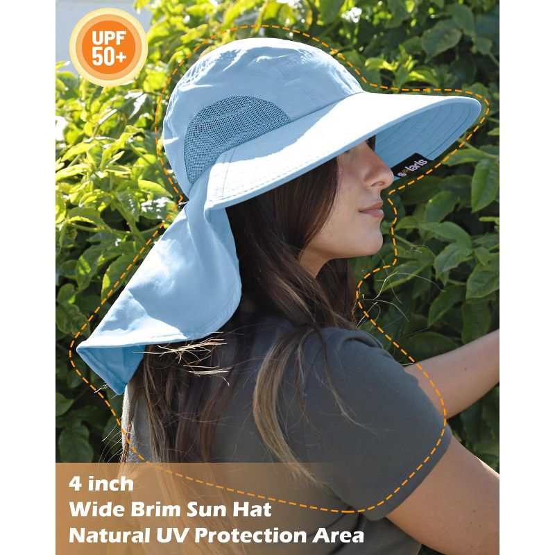 Solaris Neck Flap Fishing Safari Cap for Men & Women, Wide Brim Sun Hat for Outdoor Hiking, Camping, Gardening, 5 of 8