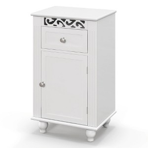 Tangkula Storage Floor Cabinet Bathroom Organizer Floor Cabinet Drawer Kitchen White - 1 of 4