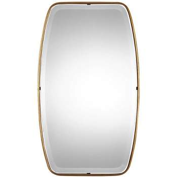 Uttermost Round Rectangular Vanity Accent Wall Mirror Modern Edge Beveled Gold Frame 21" Wide for Bathroom Bedroom Living Room