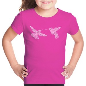 LA Pop Art Hummingbirds - Girl's Word Art T-Shirt - 1 of 4