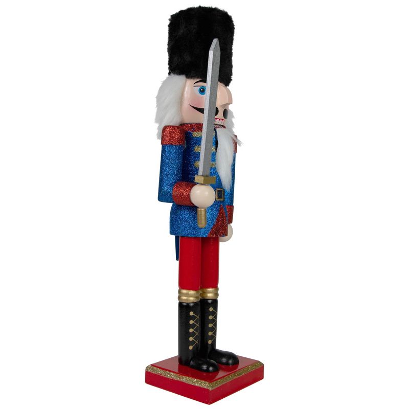 Northlight 14.25" Blue and Red Glittered Christmas Nutcracker Soldier with Sword, 4 of 6