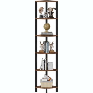 Aoibox 6-Tier Industrial Corner Ladder Shelf Rustic Brown and Black Adjustable DIY Storage Display Rack Space-Saving Open Shelving Unit - 1 of 4