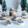 MOEPISY Christmas Tealight Candle Holders: Set of 6 Glass Ball Tea Light Candle Holder with Golden Leaves and Needles - 4 of 4