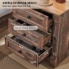 Nightstand with Charging Station & 3 Drawers, Farmhouse 23.6in Wide Nightstands with Roman Column, End Table for Bedroom - 3 of 4