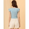 INSPIRE CHIC Women's Square Neck Cap Sleeve Rib Knit Ditsy Floral Crop Tops - 3 of 4