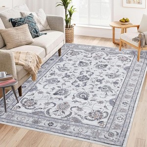 Area Rug Large Washable Rugs for Living Room Non Slip Low Pile Aesthetic Carpet Indoor Soft Floor Carpet Vintage Oriental Distressed - 1 of 4