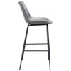 Zuo Modern Byron Barstool – Gray Faux Leather, Matte Black Steel Frame – 43.1” Height – Mid-Century Modern Design - 4 of 4