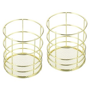 Unique Bargains Wire Metal Large Capacity Office Home Pencil Holders 2 Pcs - 1 of 4