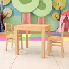 Emma and Oliver Kids Natural Solid Wood Table and Chair Set for Classroom, Playroom, Kitchen - 2 of 4