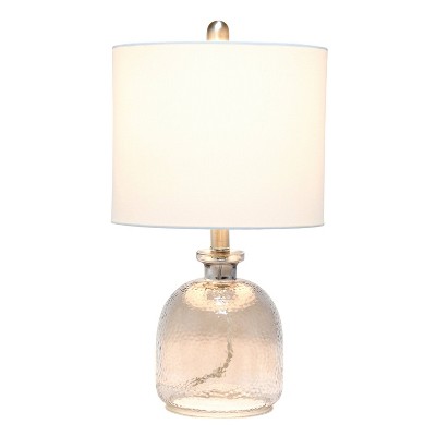 20" Gray Hammered Glass Table Lamp with White Linen Shade