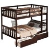 MAYEERTY Twin Rubber Wood Bunk Bed with 2 Drawers Convertible into 2 Twin Beds Ladder Guardrails for Living Room Brown - 4 of 4