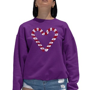 LA Pop Art Candy Canes - Women's Word Art Crewneck Sweatshirt - 1 of 4