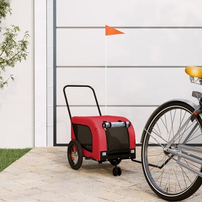 vidaXL Pet Bike Trailer Red and Black Oxford Fabric and Iron 48.8" x 20.9" x 20.9"