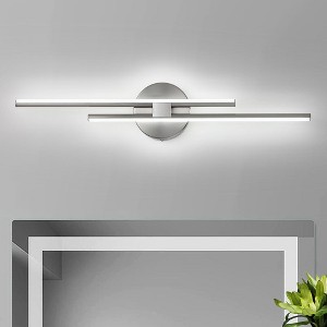 LLHZSY Minimalist Linear LED Vanity Light Dimmable Metal Wall Sconce - 23 1/2 inches - Nickel/6000K Cool White Light - 1 of 4