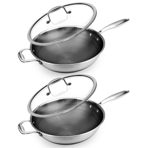 Kenmore Elite Luke 12 in. Non-Stick Tri-Ply Stainless Steel Wok with Glass Lid