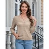 Women's 3/4 Sleeve Summer Crochet Knit Cardigan Button Down Lightweight Comfy Cardigan Tops - 2 of 4