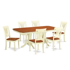 Dining Room Table Set 7 Piece - Rectangle Wood Table with 6 Chairs - Antique Style for Family - 1 of 4