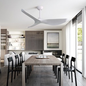 Wanze of Ocean 52 in. Indoor/Outdoor Modern White Ceiling Fan without Light and 6 Speed Remote Control - 1 of 4