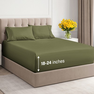 6 Piece Sheet Set - Extra Deep Pocket for 18"-24" Mattresses & Extra Pillowcases - CGK Linens