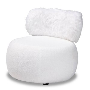 Tayla Fabric Upholstered and Metal Accent Chair White/Black - Baxton Studio: Polyester, No Assembly, Glam Style - 1 of 4