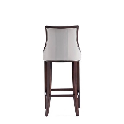 Set of 2 Light Grey Faux Leather Walnut Wood Bar Stools
