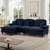 L-Shaped Sectional Sofa with Flared Arms, Removable Ruffles Pleats Skirts & Spindle Legs, Chenille Deep Seat Couch with Movable Ottoman - 4 of 4