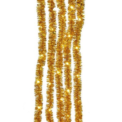 Kurt Adler 6.5-Foot 100-Light Warm White LED Gold Tinsel Cascade Light Set