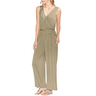 Vince Camuto Womens Faux Wrap Jumpsuit