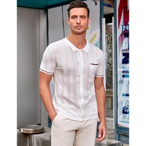 WhizMax Men's See Through Short Sleeve Knit Shirt Lapel Collar Stretch Lightweight Polo Shirts - 1 of 1