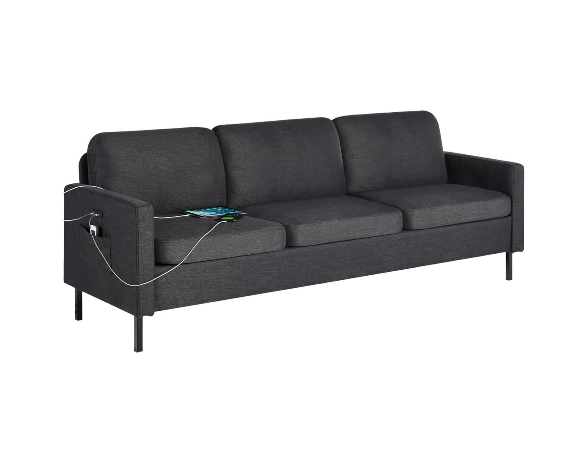 TYBOATLE Loveseat/3-Seater Sofa with USB Ports, Mid-Century Modern Couch for Small Spaces, Living Room, Bedroom, Apartment