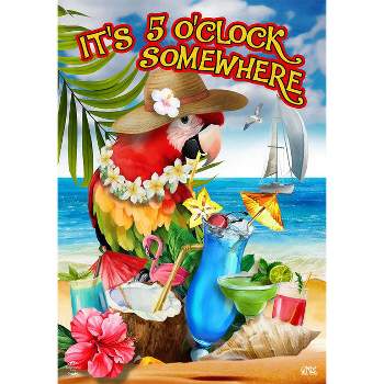 5 O'clock Parrot Summer House Flag Tropical Beach Humor 28