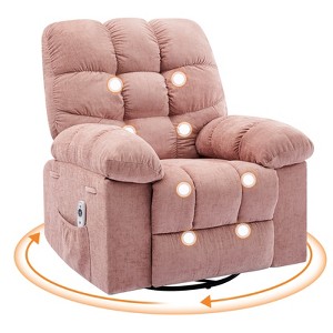 Rocking Recliner Chair for Adults, Upholstered Glider Rocker with Vibration Massage and Heat, 360° Swivel Single Sofa for Living Room Bedroom - 1 of 4