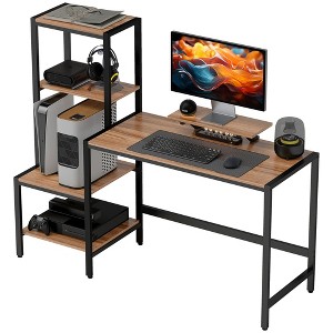 Computer Desk, CPU Desk with Monitor Stand, Reversible 4-Tier Shelf, Industrial Writing Desk for Study Room - 1 of 4