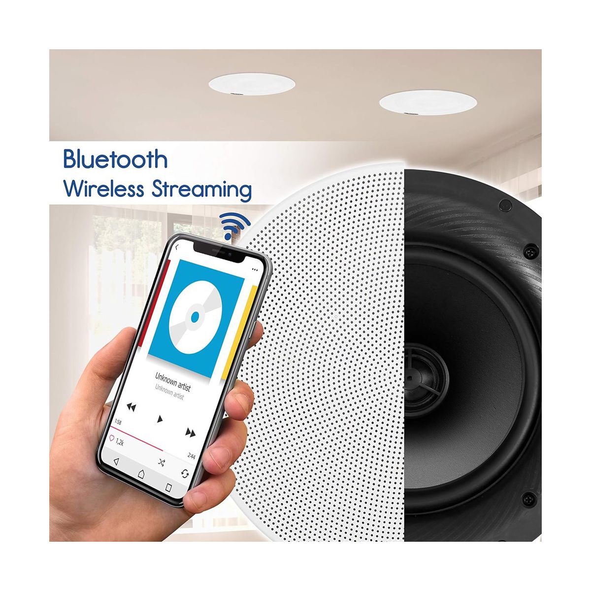 Pyle 6.5" Bluetooth In-Wall/Ceiling Speakers for Streaming with Flush Mount Design - Black - thumbnail 4