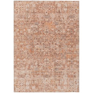 Salmon Orange And Gray Floral Washable Indoor Outdoor Area Rug - 1 of 4