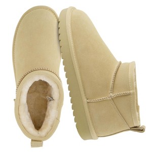 CUSHIONAIRE Hip-3 Genuine Suede Leather Ankle Boots for Women – Pull On Cozy Faux Fur Boots Womens Shoes with Comfortable Memory Foam - 1 of 4