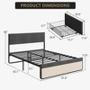 Queen/Full Size Upholstered Bed Frame with Headboard and 2 Storage Drawers,Gray - 4 of 4