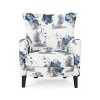 Ridstar Upholstered Print Fabric Soft Lounge Chair & Accent Chair With Arm For Bedroom, Drawing Room-White & Blue - 3 of 4