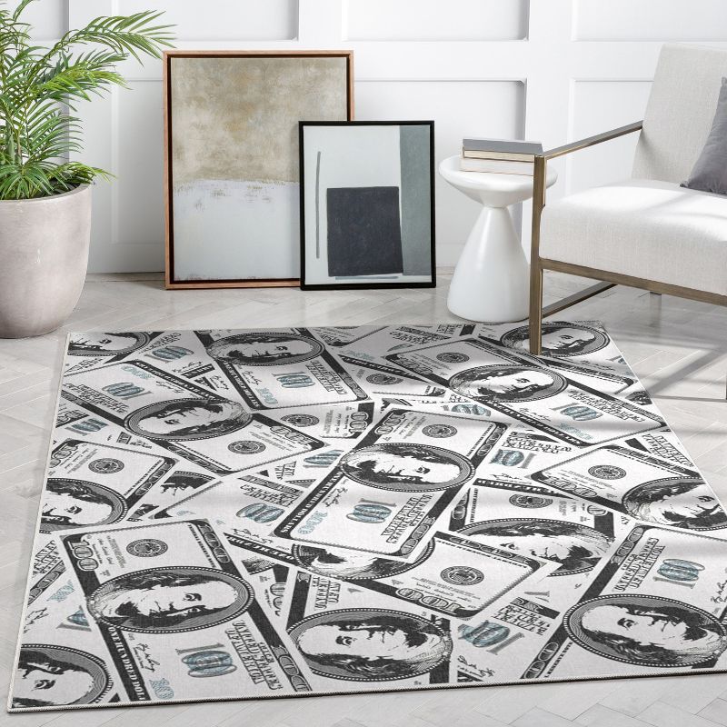 Well Woven Money Collection Hund Dollar Bill Stacked 2006 Version Green Area Rug, 4 of 9